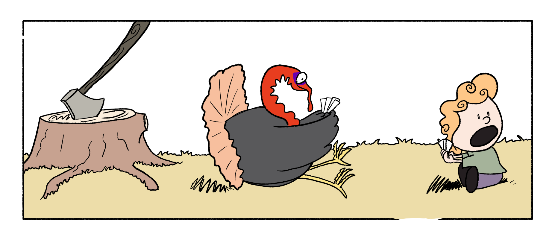A frame from a Thanksgiving panel of Miles to Go