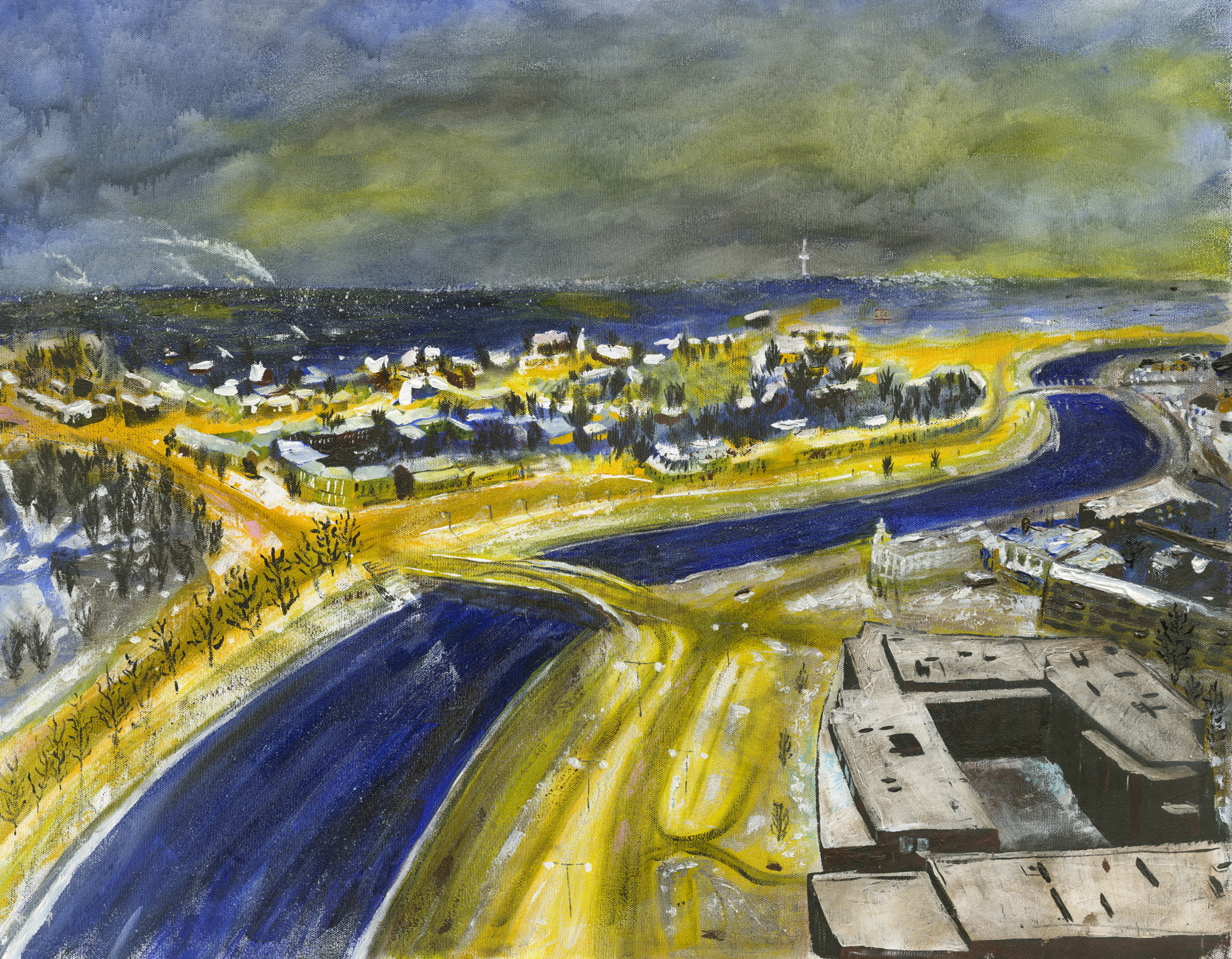 Acrylic on canvas abstract painting of Vilnius